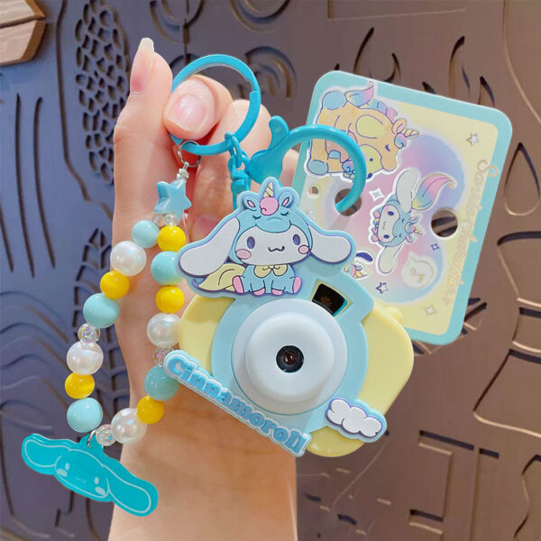authentic sanrio cartoon beaded bracelet keychain, creative kuromi car & bag key chain doll pendant