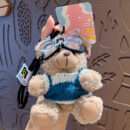 cartoon plush trendy cool bear keychain, schoolbag small pendant, cute couple bag doll keychain