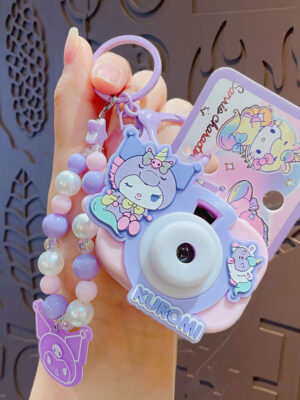 Authentic Sanrio Cartoon Beaded Bracelet Keychain, Creative Kuromi Car & Bag Key Chain Doll Pendant