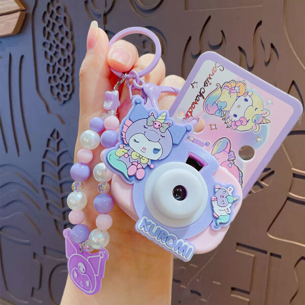 authentic sanrio cartoon beaded bracelet keychain, creative kuromi car & bag key chain doll pendant