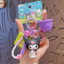 authentic sanrio cartoon beaded bracelet keychain, creative kuromi car & bag key chain doll pendant