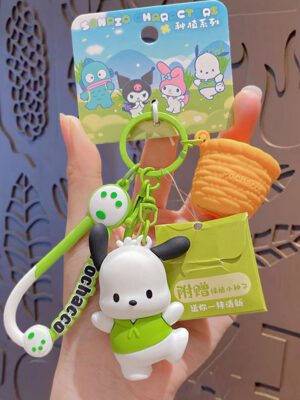 Authentic Sanrio Cartoon Beaded Bracelet Keychain, Creative Kuromi Car & Bag Key Chain Doll Pendant