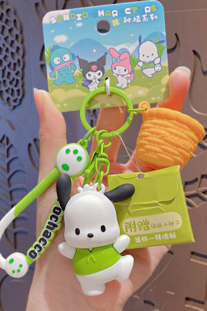 Authentic Sanrio Cartoon Beaded Bracelet Keychain, Creative Kuromi Car & Bag Key Chain Doll Pendant