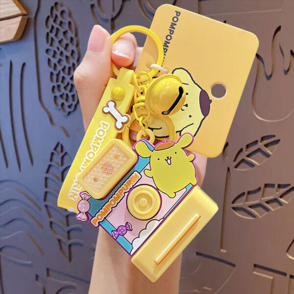 authentic sanrio cartoon beaded bracelet keychain, creative kuromi car & bag key chain doll pendant