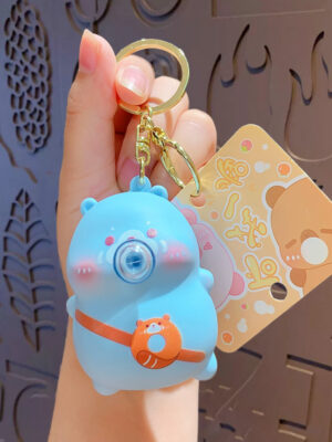 Cartoon bubble-blowing stress-relief keychain backpack pendant couple car keychain