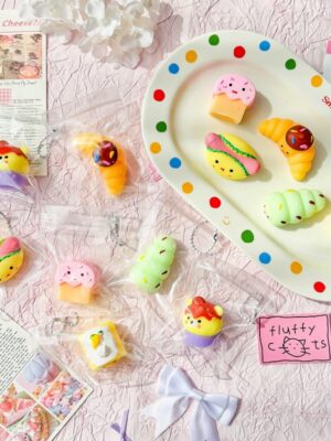 24-Piece Snack Toy Pendant Squishies Set in Color Box – Stress-Relief Essential