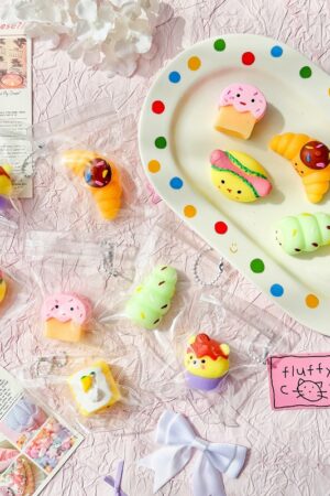 24-Piece Snack Toy Pendant Squishies Set in Color Box – Stress-Relief Essential