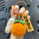 fleece knitted good things happen keychain small decoration cartoon crocheted persimmon bag keychain