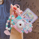 authentic sanrio cartoon beaded bracelet keychain, creative kuromi car & bag key chain doll pendant