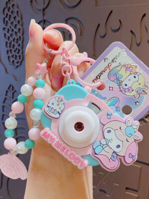Authentic Sanrio Cartoon Beaded Bracelet Keychain, Creative Kuromi Car & Bag Key Chain Doll Pendant