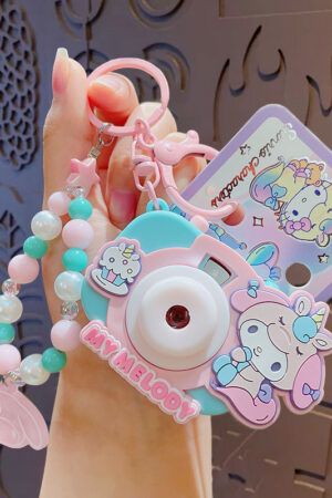 Authentic Sanrio Cartoon Beaded Bracelet Keychain, Creative Kuromi Car & Bag Key Chain Doll Pendant