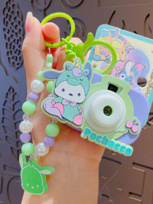 Authentic Sanrio Cartoon Beaded Bracelet Keychain, Creative Kuromi Car & Bag Key Chain Doll Pendant
