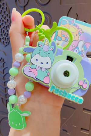 Authentic Sanrio Cartoon Beaded Bracelet Keychain, Creative Kuromi Car & Bag Key Chain Doll Pendant