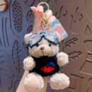 cartoon plush trendy cool bear keychain, schoolbag small pendant, cute couple bag doll keychain