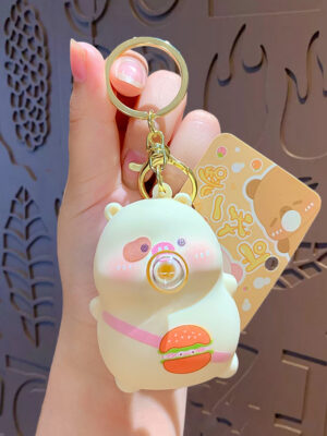 Cartoon bubble-blowing stress-relief keychain backpack pendant couple car keychain