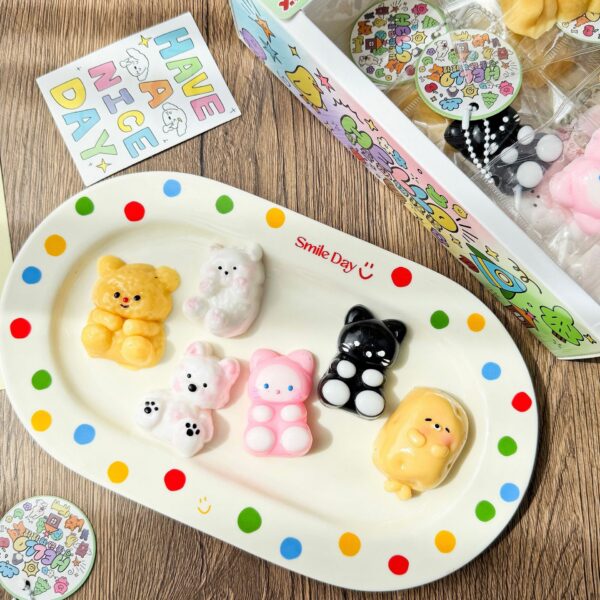 24 piece snack toy pendant squishies set in color box – stress relief essential