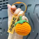 fleece knitted good things happen keychain small decoration cartoon crocheted persimmon bag keychain