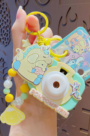 Authentic Sanrio Cartoon Beaded Bracelet Keychain, Creative Kuromi Car & Bag Key Chain Doll Pendant