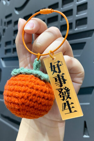 Fleece Knitted Good Things Happen Keychain Small Decoration Cartoon Crocheted Persimmon Bag Keychain