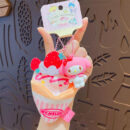 authentic sanrio cartoon beaded bracelet keychain, creative kuromi car & bag key chain doll pendant