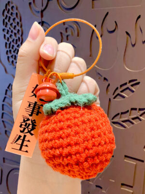Fleece Knitted Good Things Happen Keychain Small Decoration Cartoon Crocheted Persimmon Bag Keychain
