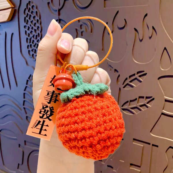 fleece knitted good things happen keychain small decoration cartoon crocheted persimmon bag keychain