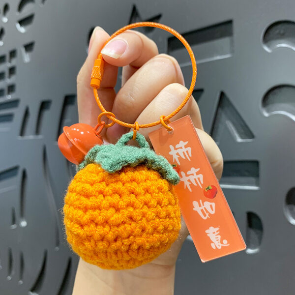 fleece knitted good things happen keychain small decoration cartoon crocheted persimmon bag keychain