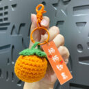 fleece knitted good things happen keychain small decoration cartoon crocheted persimmon bag keychain