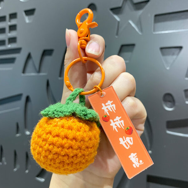 fleece knitted good things happen keychain small decoration cartoon crocheted persimmon bag keychain