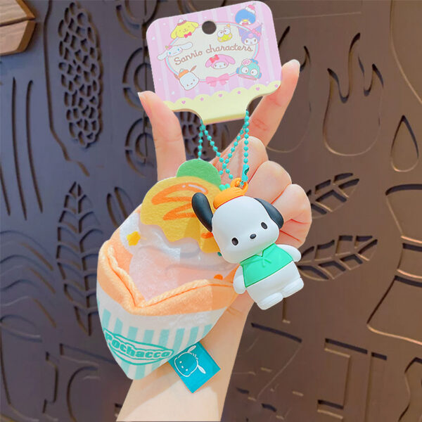 authentic sanrio cartoon beaded bracelet keychain, creative kuromi car & bag key chain doll pendant