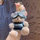 cartoon plush trendy cool bear keychain, schoolbag small pendant, cute couple bag doll keychain