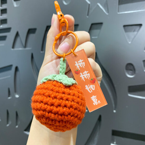 fleece knitted good things happen keychain small decoration cartoon crocheted persimmon bag keychain