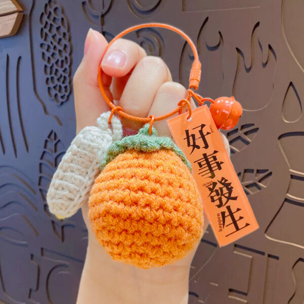 fleece knitted good things happen keychain small decoration cartoon crocheted persimmon bag keychain