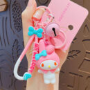authentic sanrio cartoon beaded bracelet keychain, creative kuromi car & bag key chain doll pendant