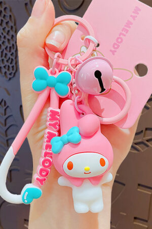 Authentic Sanrio Cartoon Beaded Bracelet Keychain, Creative Kuromi Car & Bag Key Chain Doll Pendant