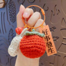 fleece knitted good things happen keychain small decoration cartoon crocheted persimmon bag keychain