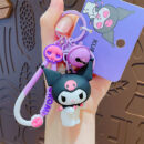 authentic sanrio cartoon beaded bracelet keychain, creative kuromi car & bag key chain doll pendant
