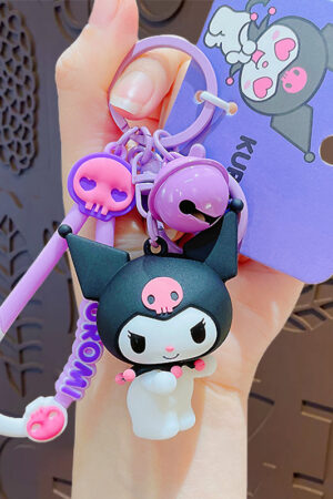 Authentic Sanrio Cartoon Beaded Bracelet Keychain, Creative Kuromi Car & Bag Key Chain Doll Pendant