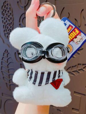 Cartoon plush trendy cool bear keychain, schoolbag small pendant, cute couple bag doll keychain
