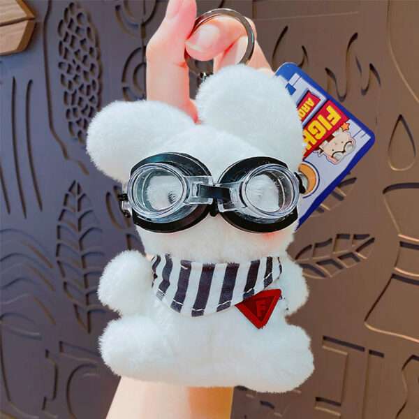 cartoon plush trendy cool bear keychain, schoolbag small pendant, cute couple bag doll keychain
