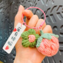 fleece knitted good things happen keychain small decoration cartoon crocheted persimmon bag keychain