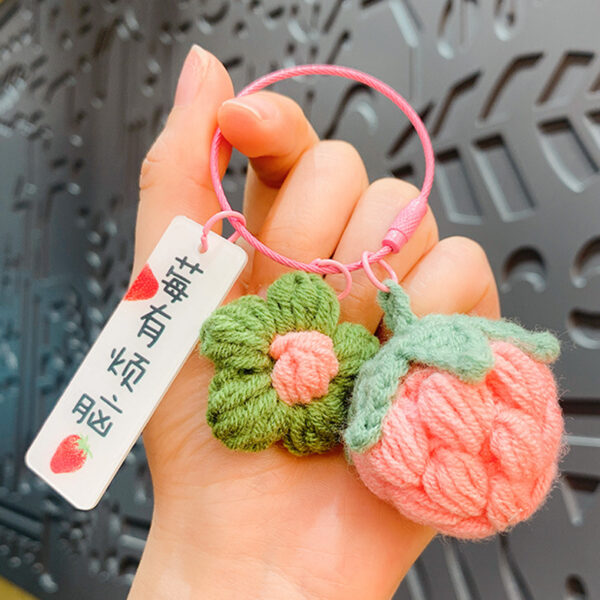 fleece knitted good things happen keychain small decoration cartoon crocheted persimmon bag keychain