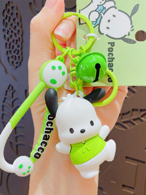 Authentic Sanrio Cartoon Beaded Bracelet Keychain, Creative Kuromi Car & Bag Key Chain Doll Pendant