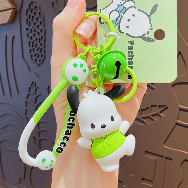 authentic sanrio cartoon beaded bracelet keychain, creative kuromi car & bag key chain doll pendant