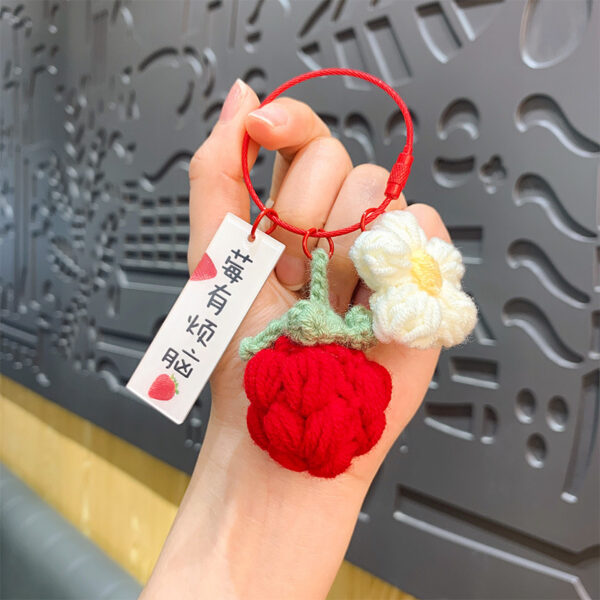 fleece knitted good things happen keychain small decoration cartoon crocheted persimmon bag keychain