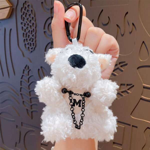 cartoon plush trendy cool bear keychain, schoolbag small pendant, cute couple bag doll keychain