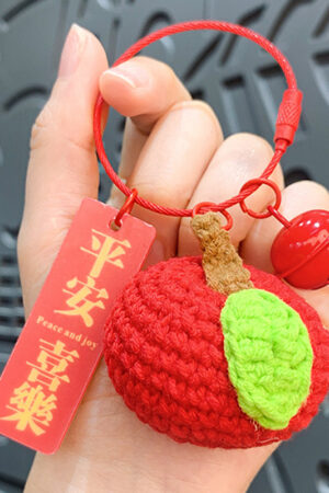 Fleece Knitted Good Things Happen Keychain Small Decoration Cartoon Crocheted Persimmon Bag Keychain