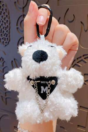 Cartoon plush trendy cool bear keychain, schoolbag small pendant, cute couple bag doll keychain