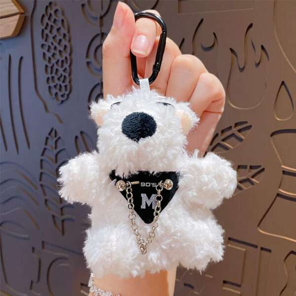 cartoon plush trendy cool bear keychain, schoolbag small pendant, cute couple bag doll keychain