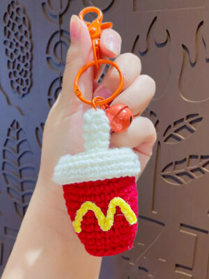 Fleece Knitted Good Things Happen Keychain Small Decoration Cartoon Crocheted Persimmon Bag Keychain
